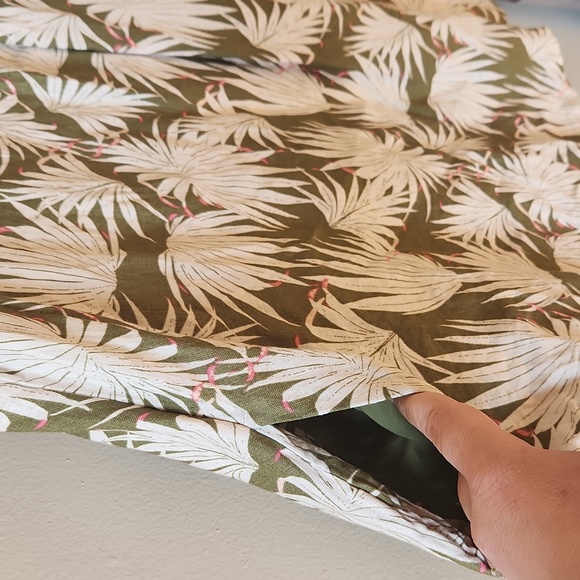 Rachel Zoe olive green tropical print 100% linen dress size medium - Picture 6 of 7